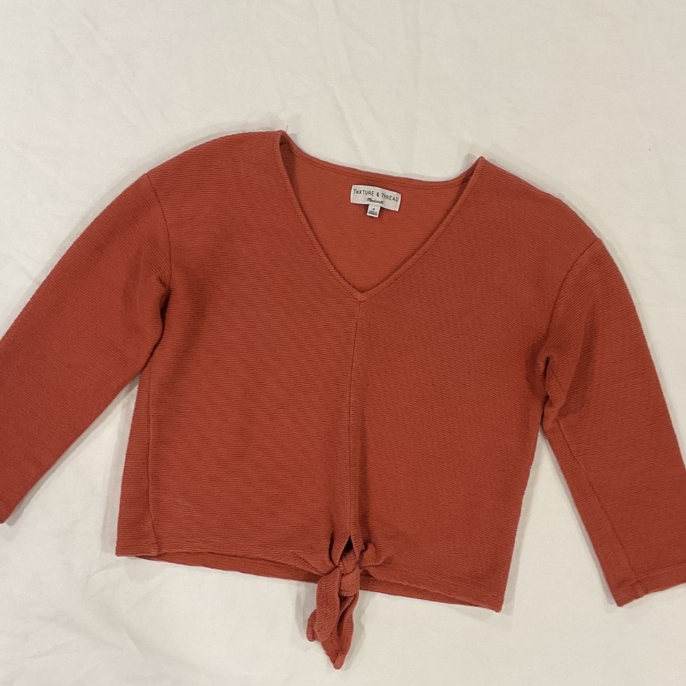 Madewell Women's Rust V-Neck Tie-Front Top